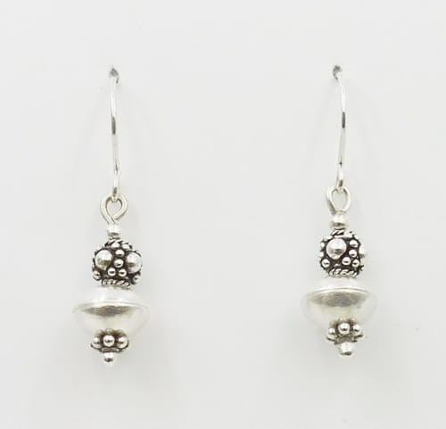 DKC-1136 Earrings Silver Bali Beads $68 at Hunter Wolff Gallery